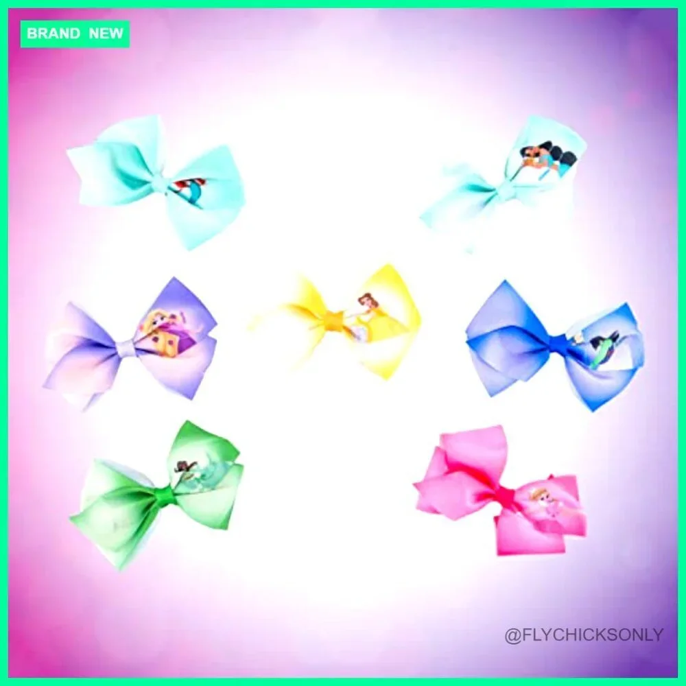 7-Piece Disney Princess Hair Bow Clip Set for Girls Ages 3+